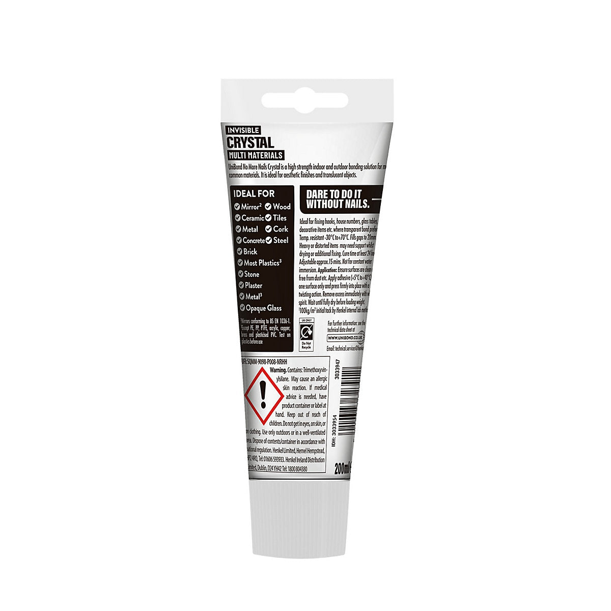 UniBond No More Nails Crystal Translucent Water resistant Adhesive 232g, Volume 200ml