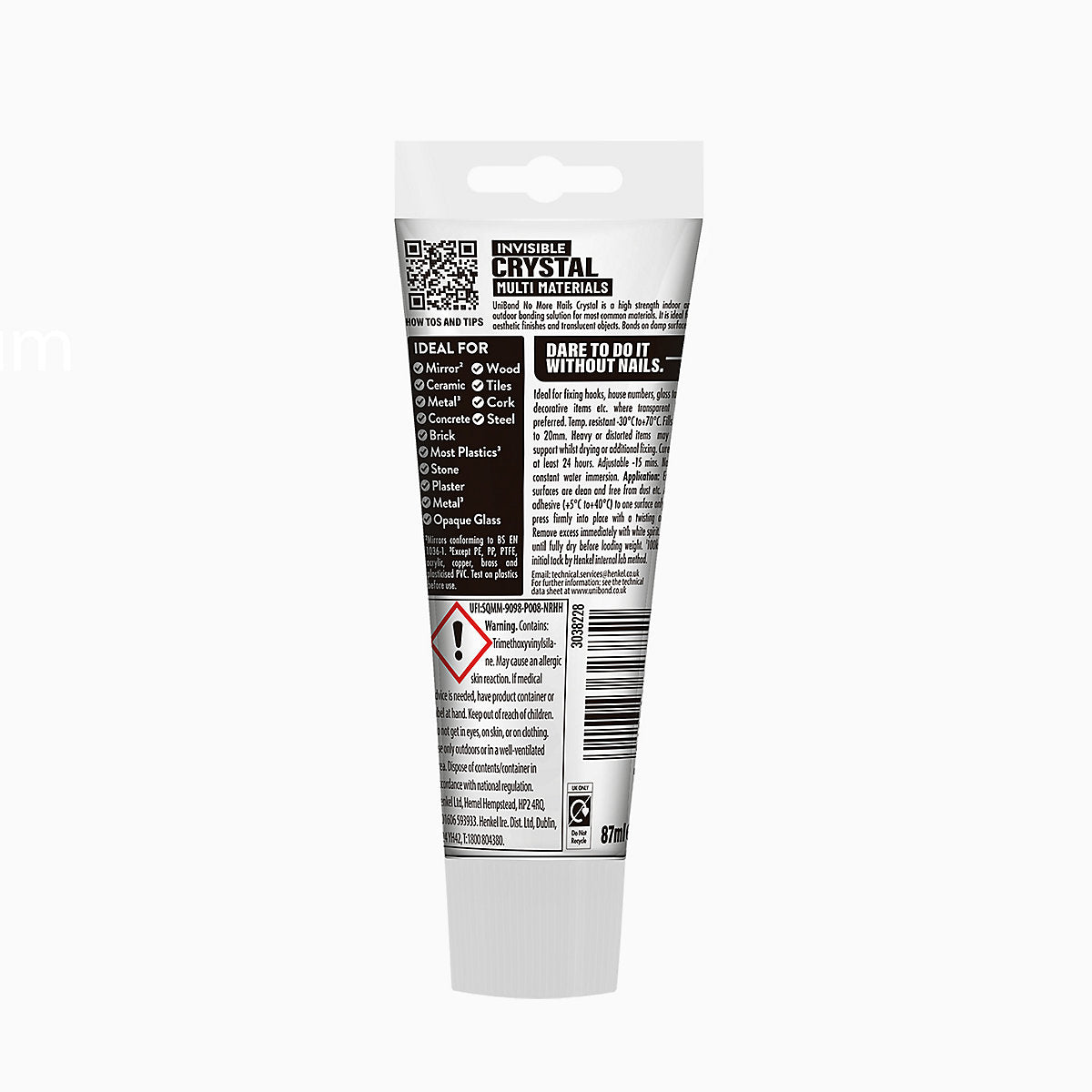 UniBond No More Nails Crystal Water resistant All materials Grab adhesive, Volume 87ml