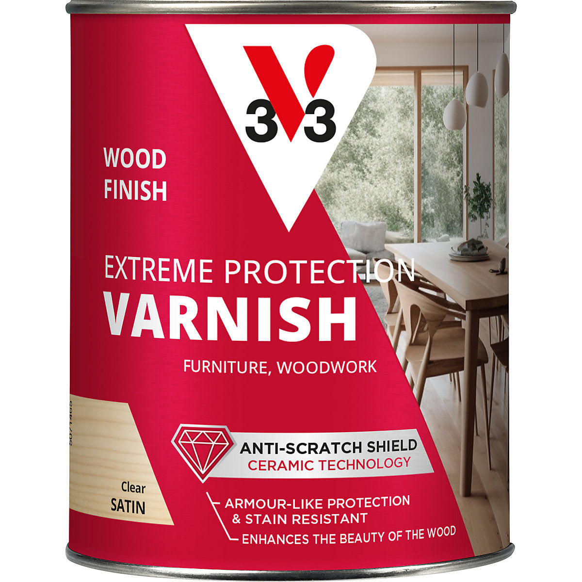 V33 Extreme Protection Clear Satin Multi-surface Wood varnish, 250ml
