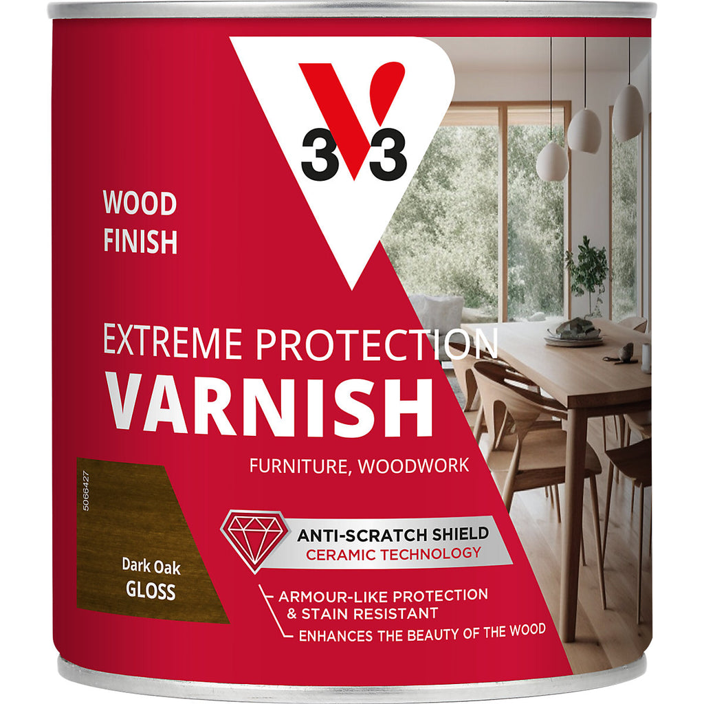 V33 Extreme Protection Dark oak Gloss Multi-surface Wood varnish, 750ml