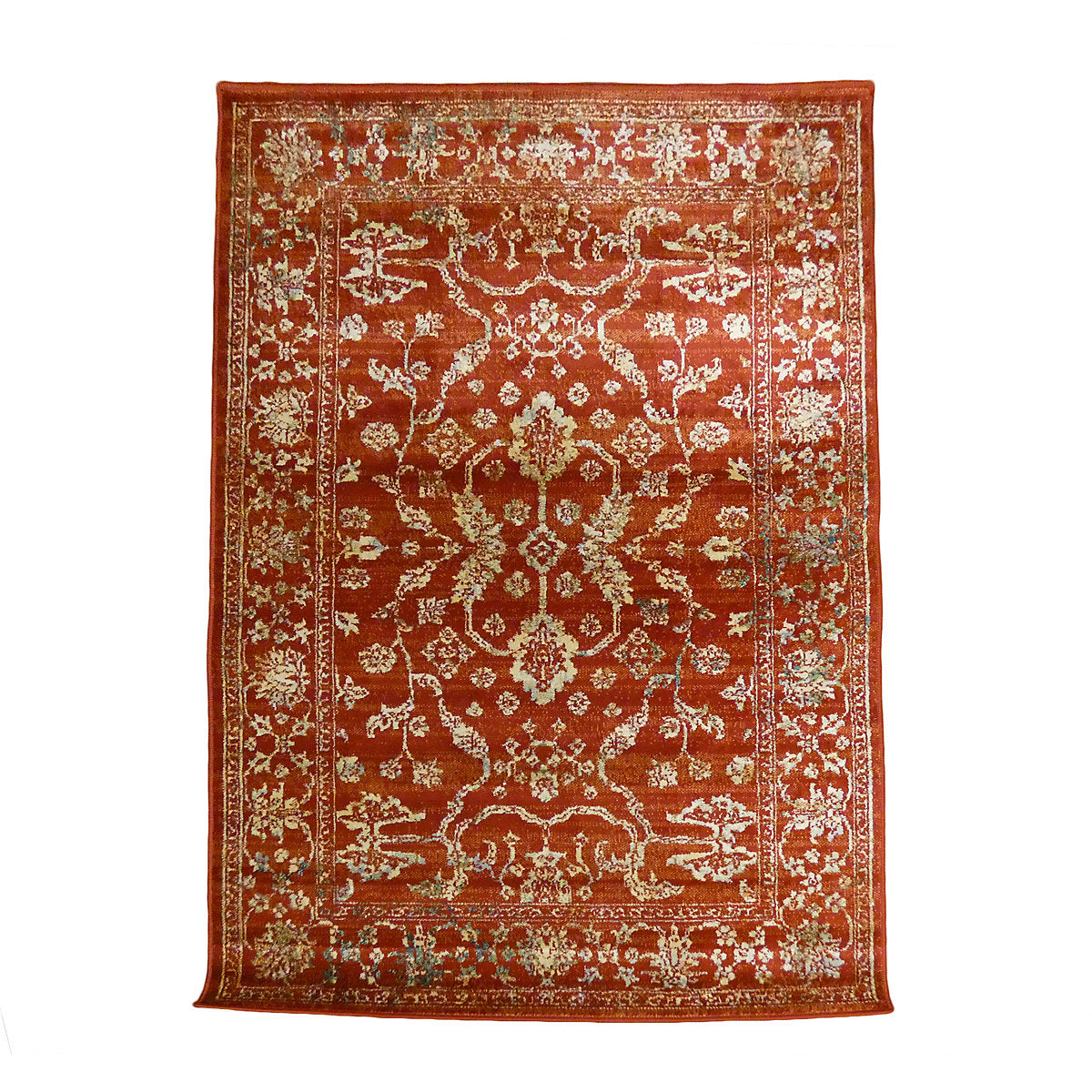 Valeria Red & Cream Traditional Small Rug, (L)150cm x (W)80cm