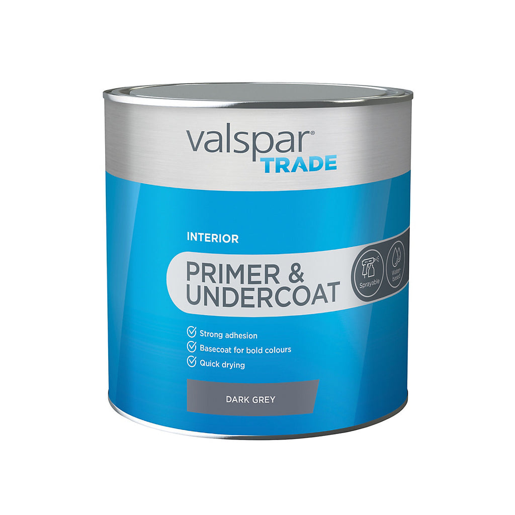 Valspar Trade Primer & Undercoat Dark grey Matt Wall & ceiling Primer & undercoat, 2.5L Tin