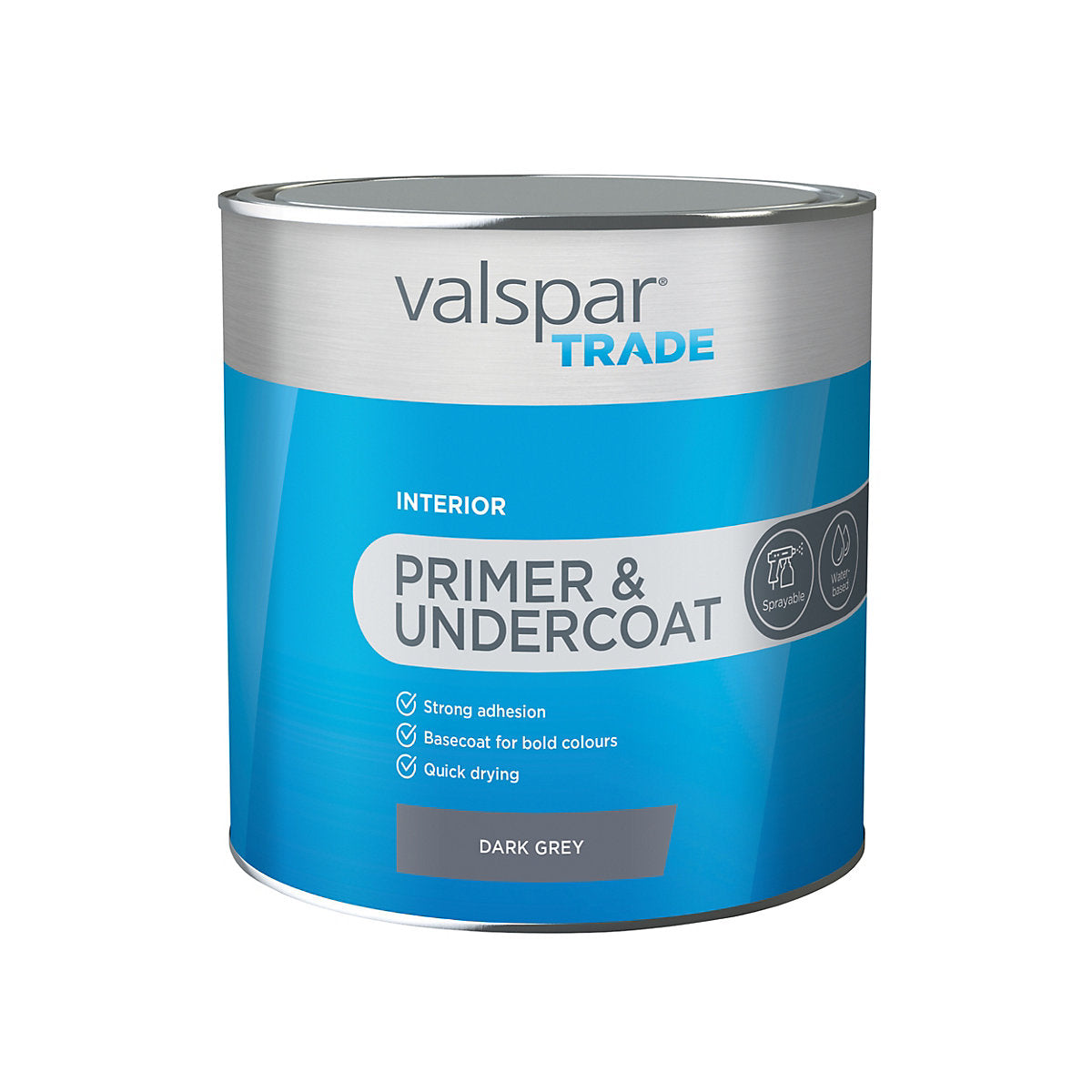 Valspar Trade Primer & Undercoat Dark grey Matt Wall & ceiling Primer & undercoat, 2.5L Tin