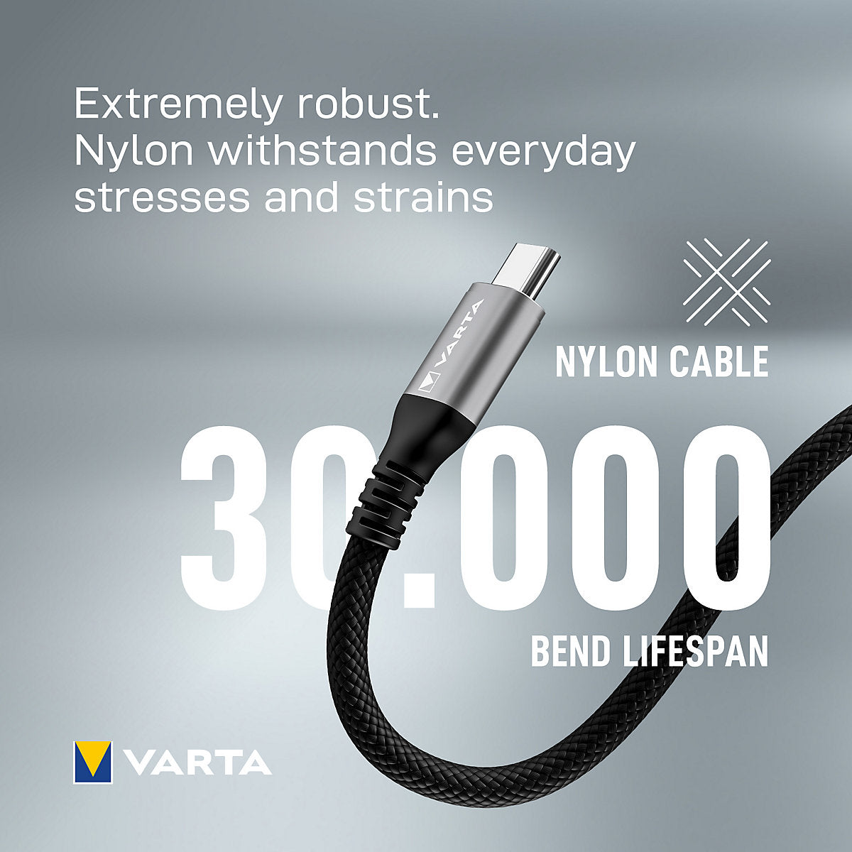 Varta USB C to USB C Charging cable, 2m, Black
