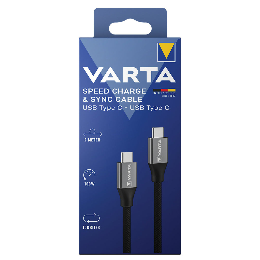 Varta USB C to USB C Charging cable, 2m, Black