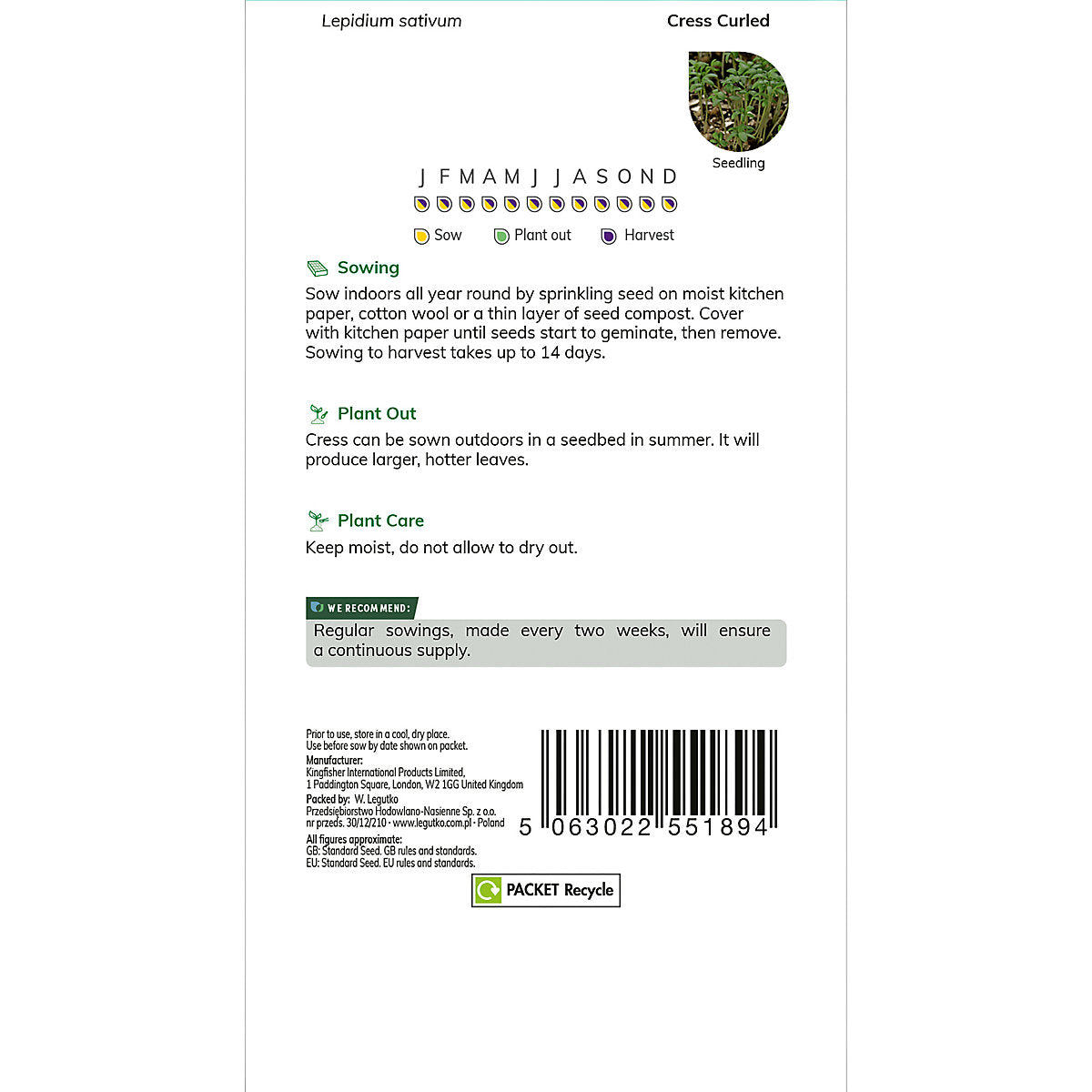 Verve Cress 'Curled' Vegetable Seeds