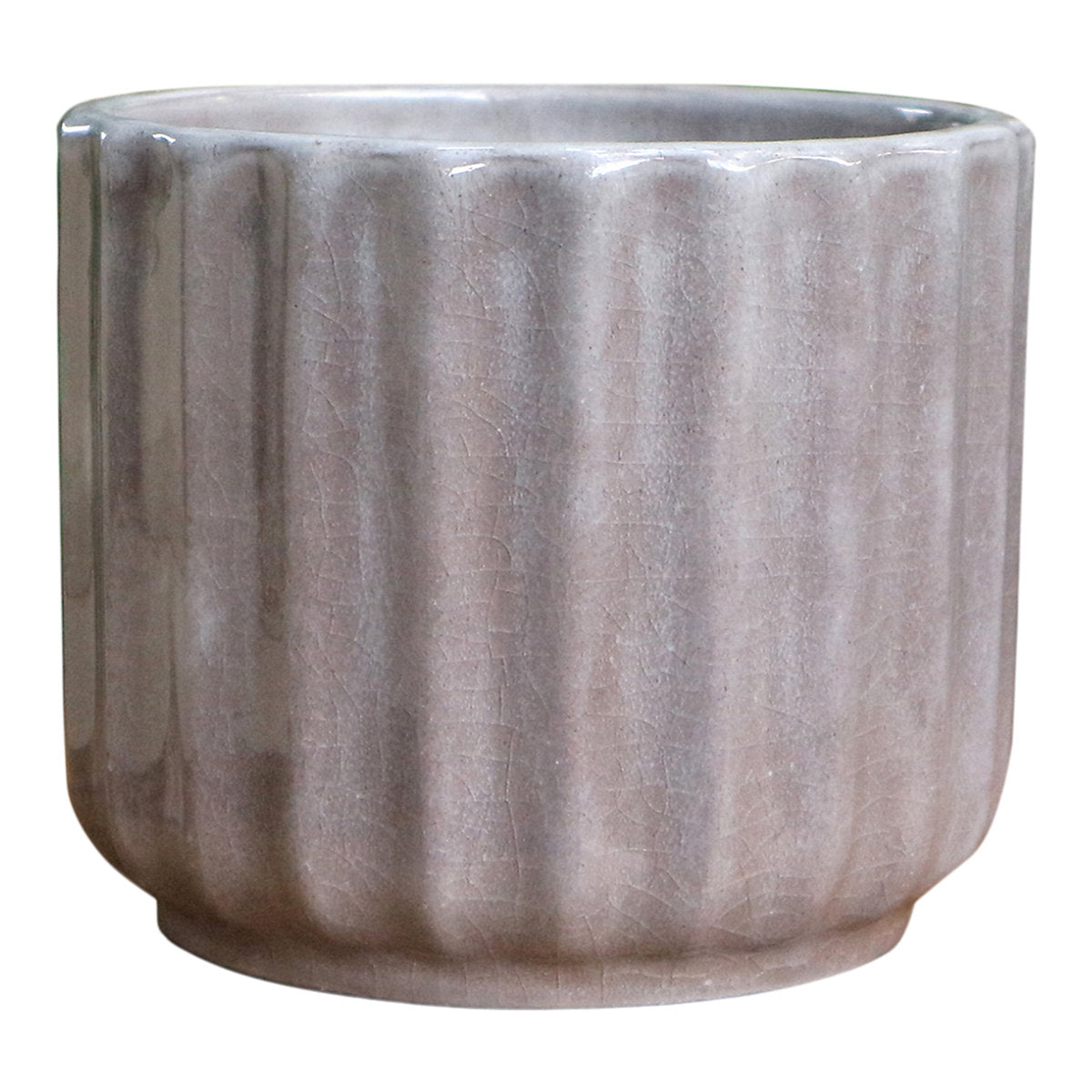 Verve Glazed Silver Grey Ceramic Plant pot (Dia) 16cm, (H)13cm