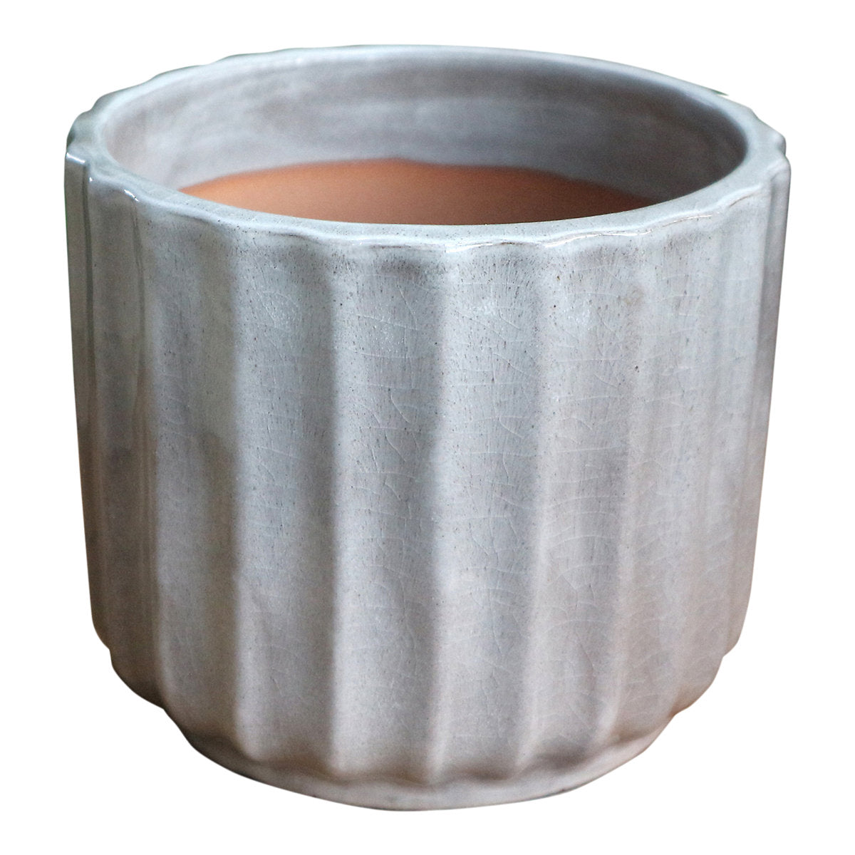 Verve Glazed Silver Grey Ceramic Plant pot (Dia) 16cm, (H)13cm