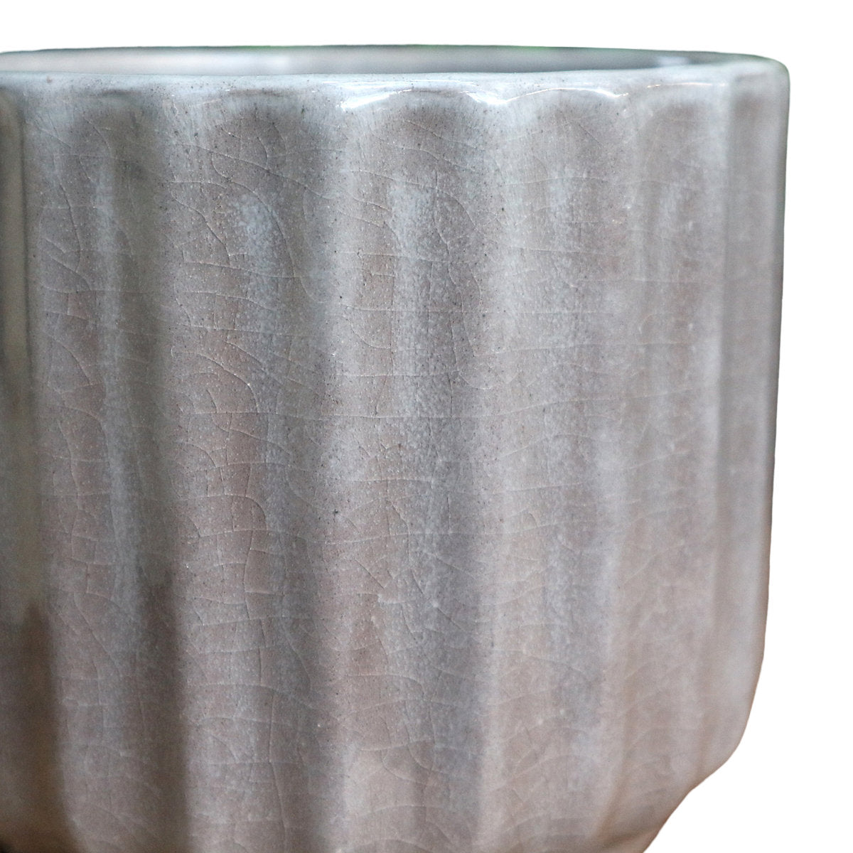 Verve Glazed Silver Grey Ceramic Plant pot (Dia) 16cm, (H)13cm