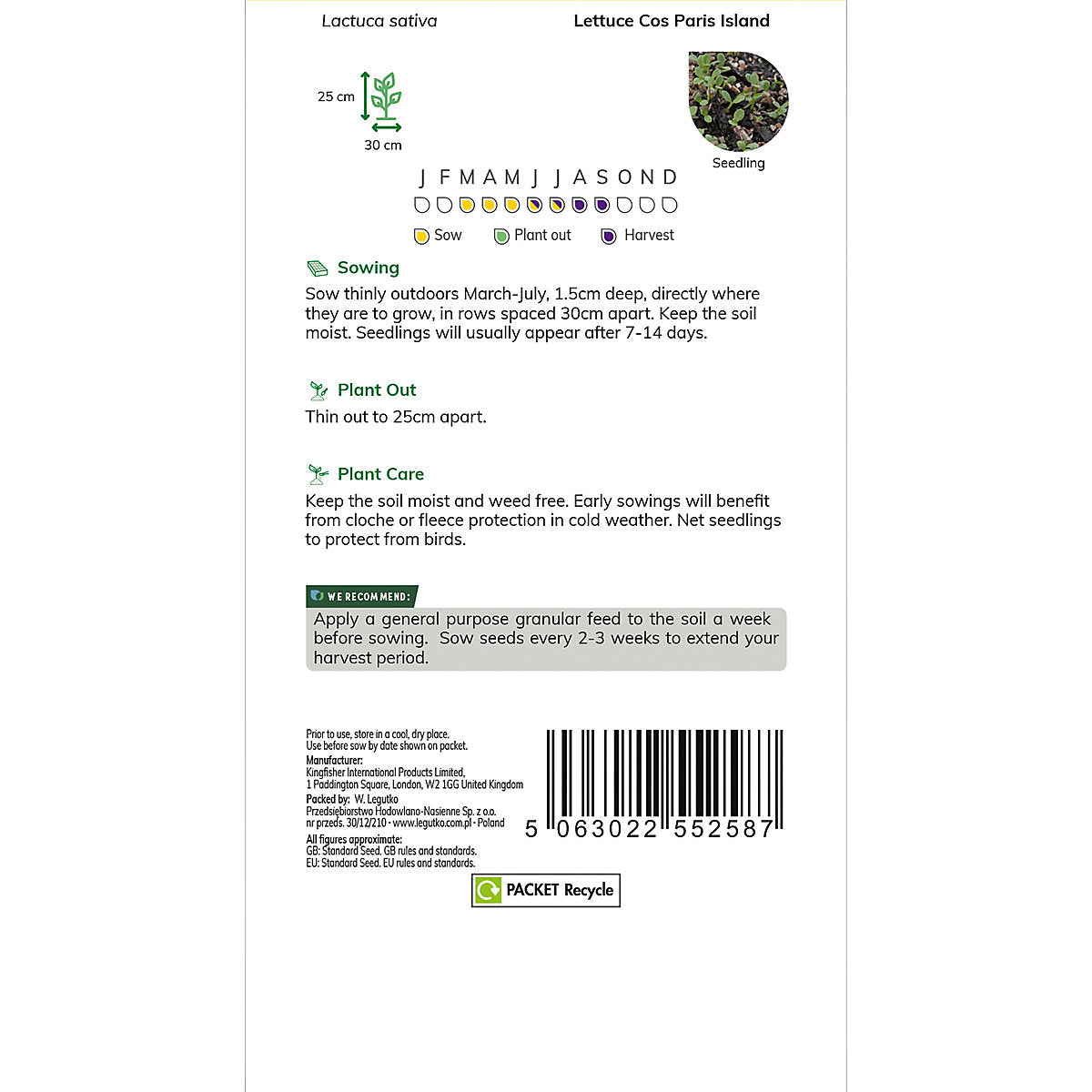 Verve Lettuce 'Cos Paris Island' Vegetable Seeds