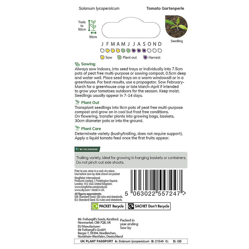 Verve Tomato 'Gartenperle Cherry' Vegetable Seeds