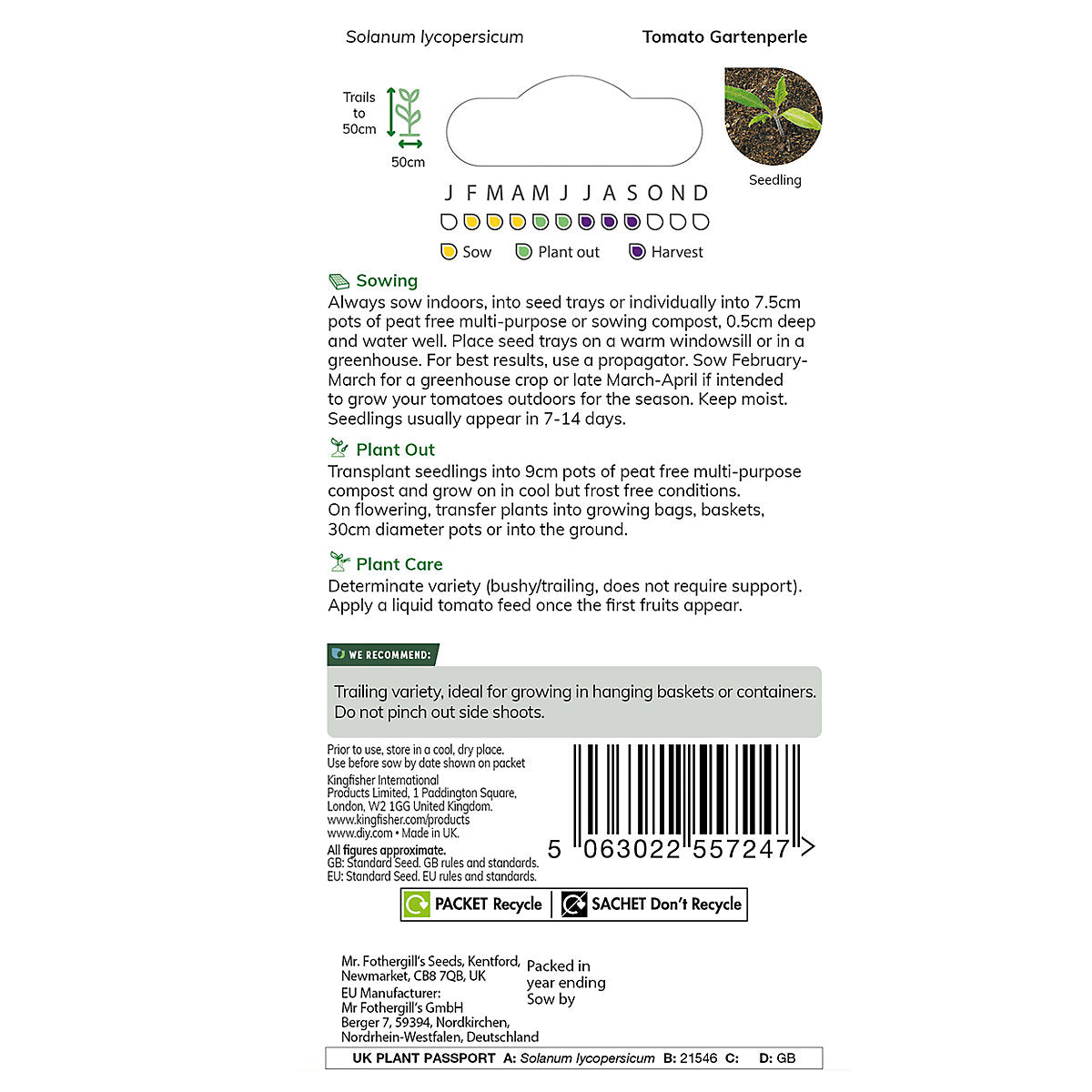 Verve Tomato 'Gartenperle Cherry' Vegetable Seeds