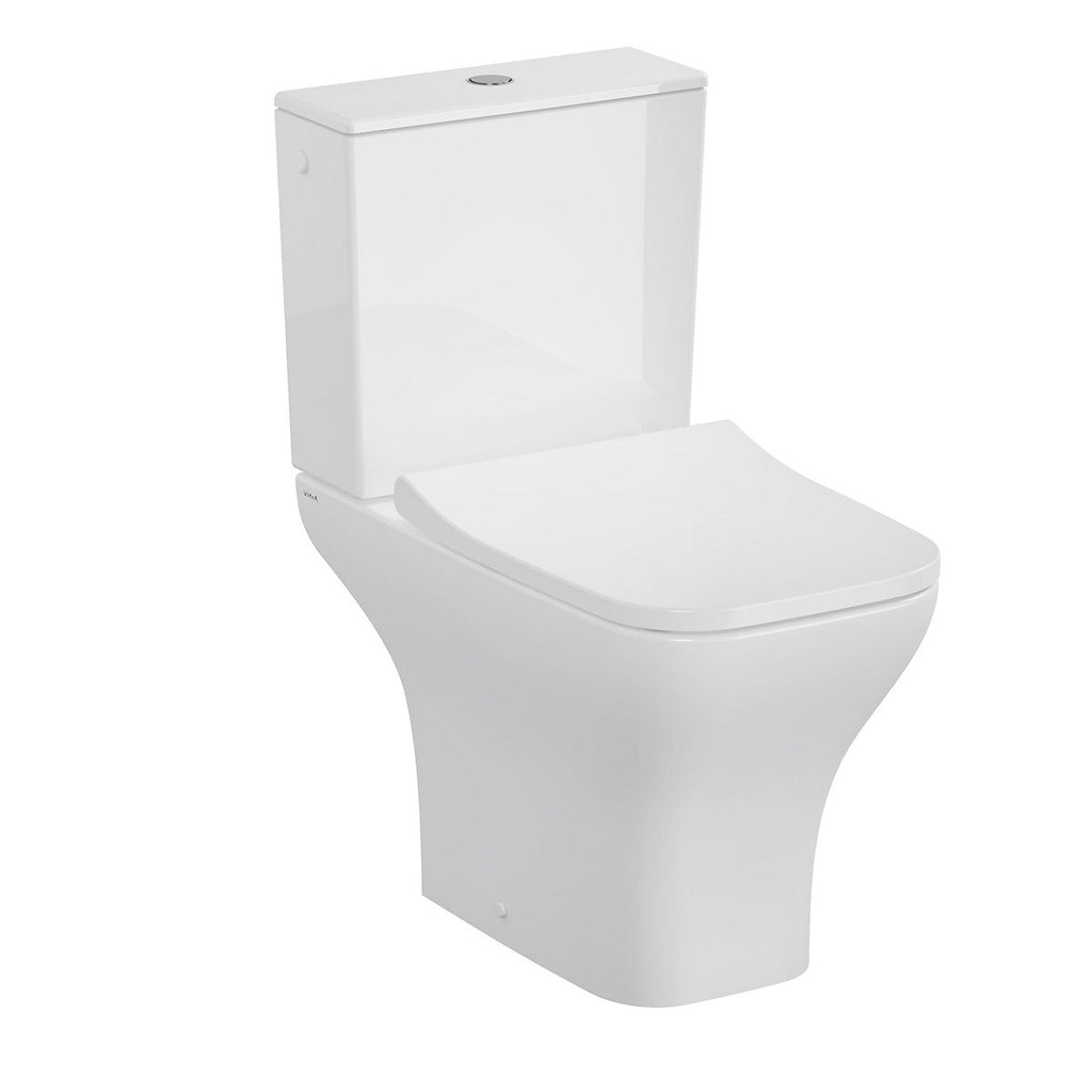 VitrA Koa White Rimless Slim Square Toilet set with Soft close seat & Exposed cistern