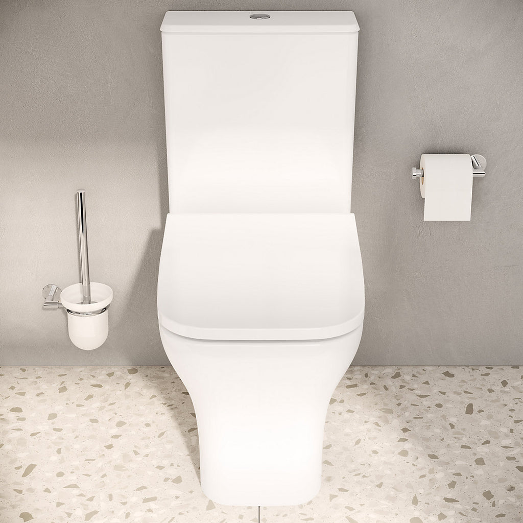 VitrA Koa White Rimless Slim Square Toilet set with Soft close seat & Exposed cistern