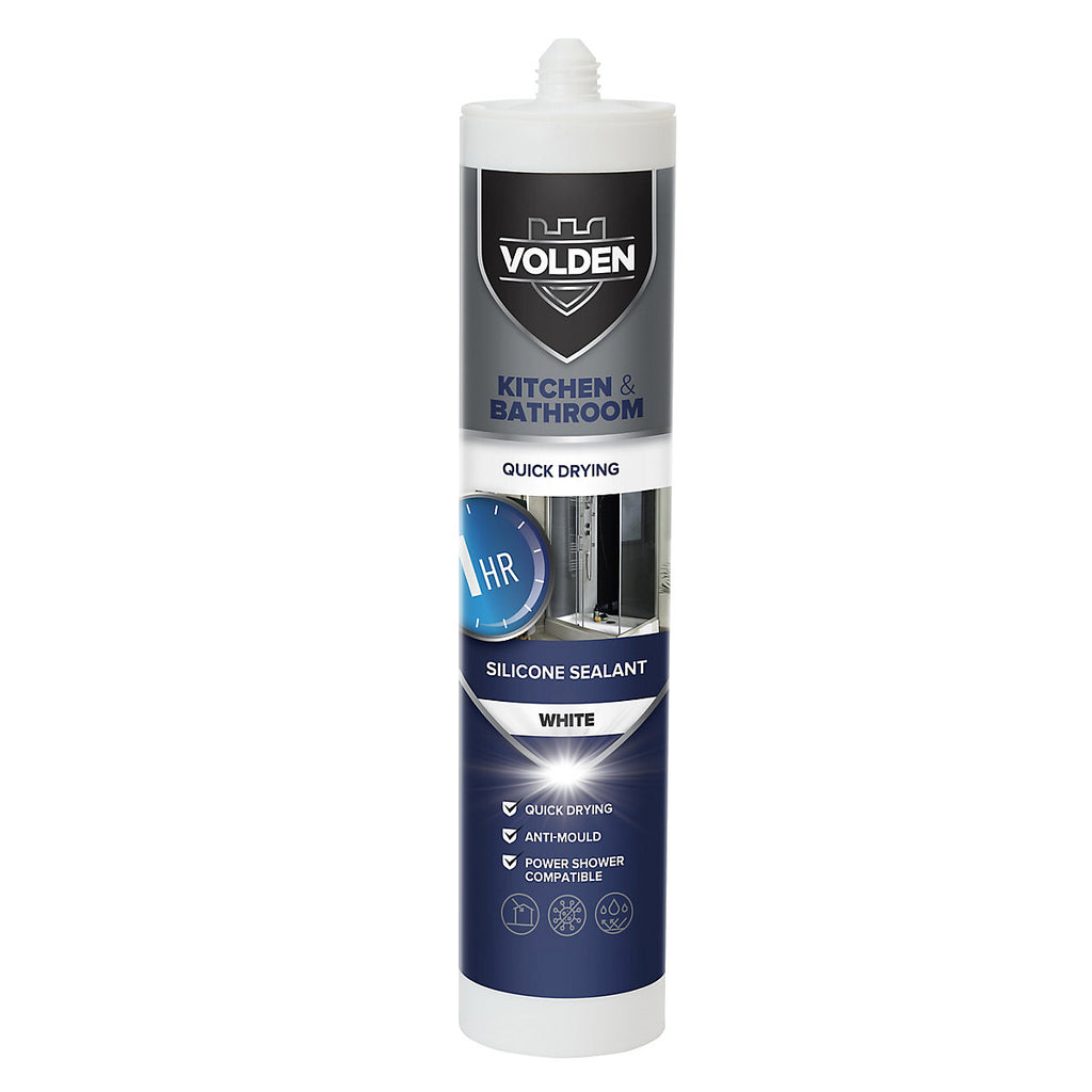 Volden Quick dry White Silicone-based Bathroom & kitchen Cartridge Sealant, 280ml