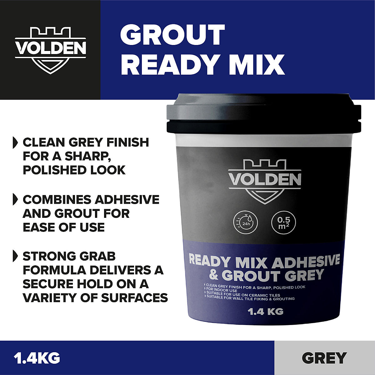 Volden Ready mixed Grey Wall tile Adhesive & grout, 1.4kg