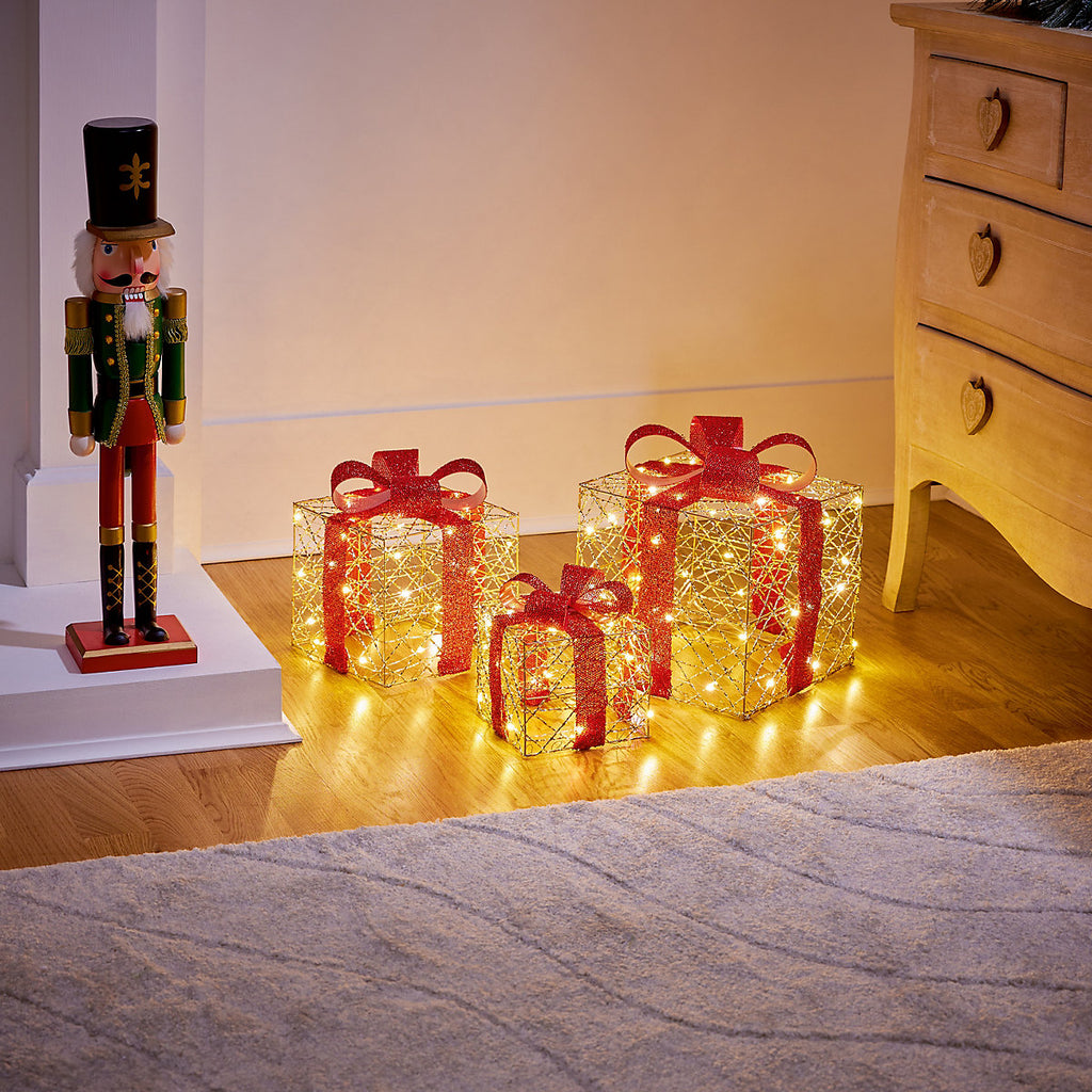 Warm white Golden elegance Present Silhouette, Pack of 3