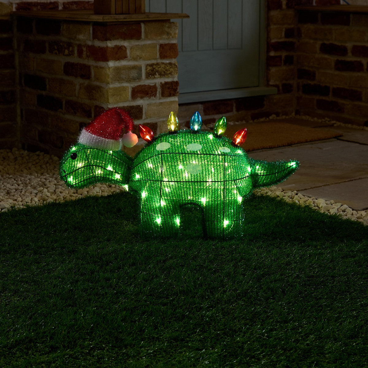Warm white LED Dinosaur tinsel Silhouette (H) 350mm