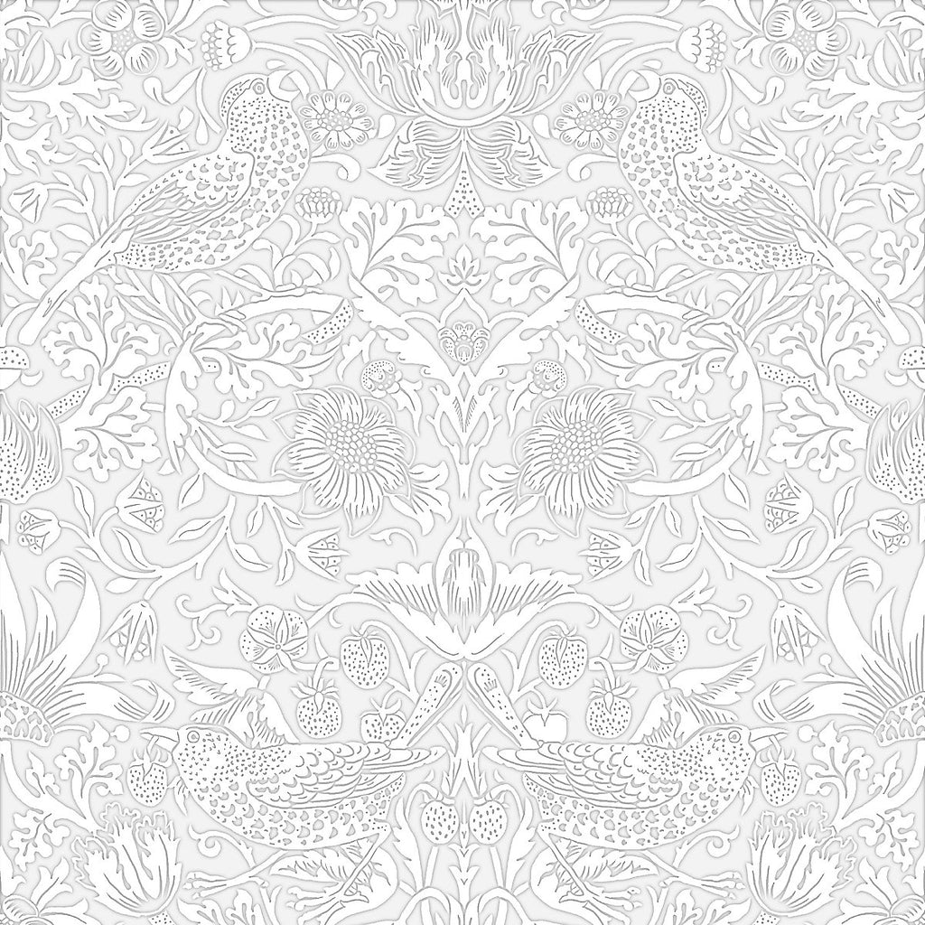 William Morris at Home White Strawberry Thief Patterned Blown Wallpaper