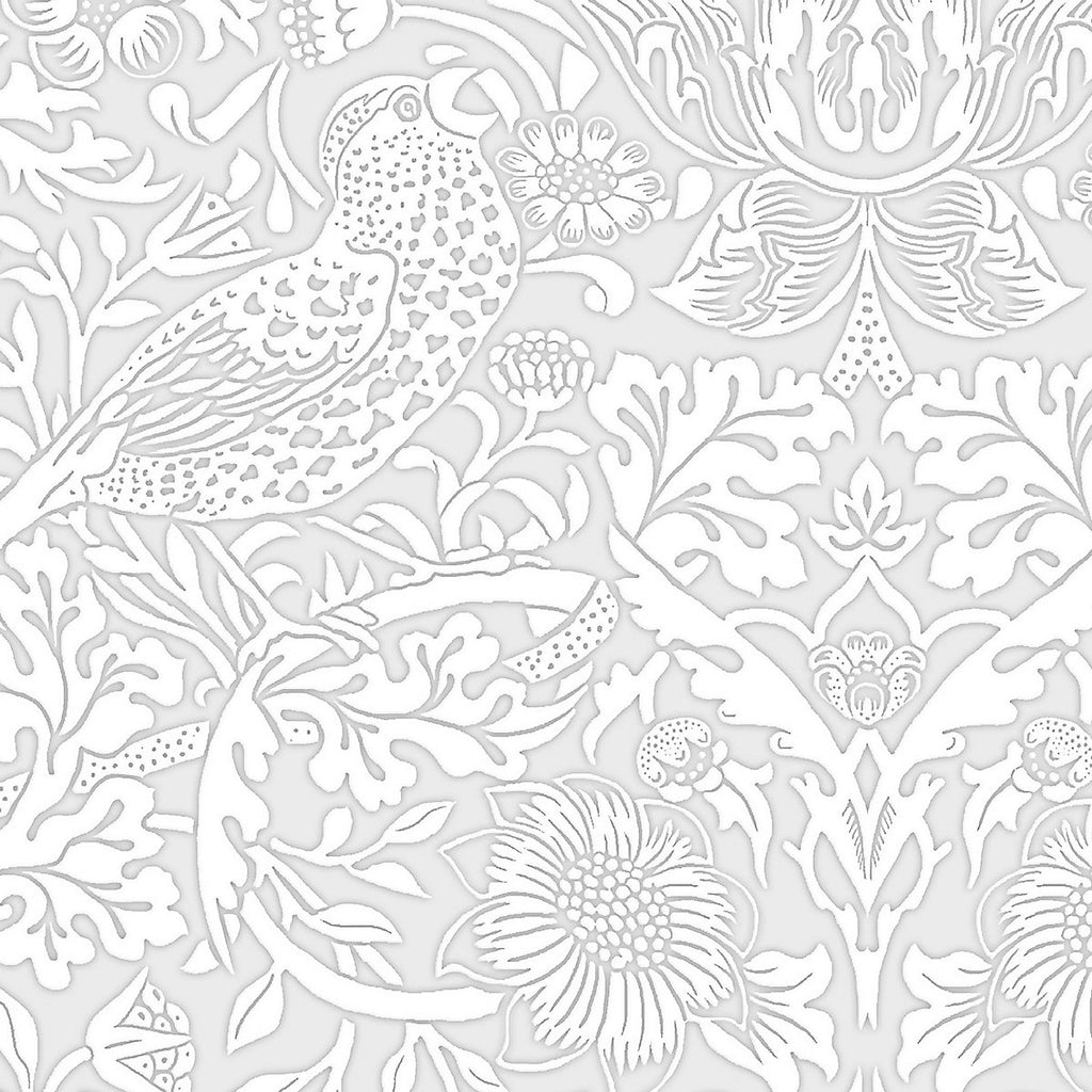 William Morris at Home White Strawberry Thief Patterned Blown Wallpaper