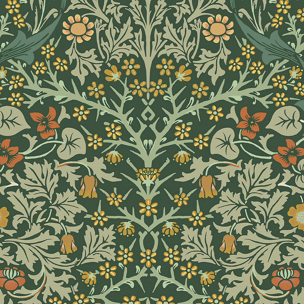 William Morris Gallery Collection Deep Green Blackthorn Smooth Wallpaper