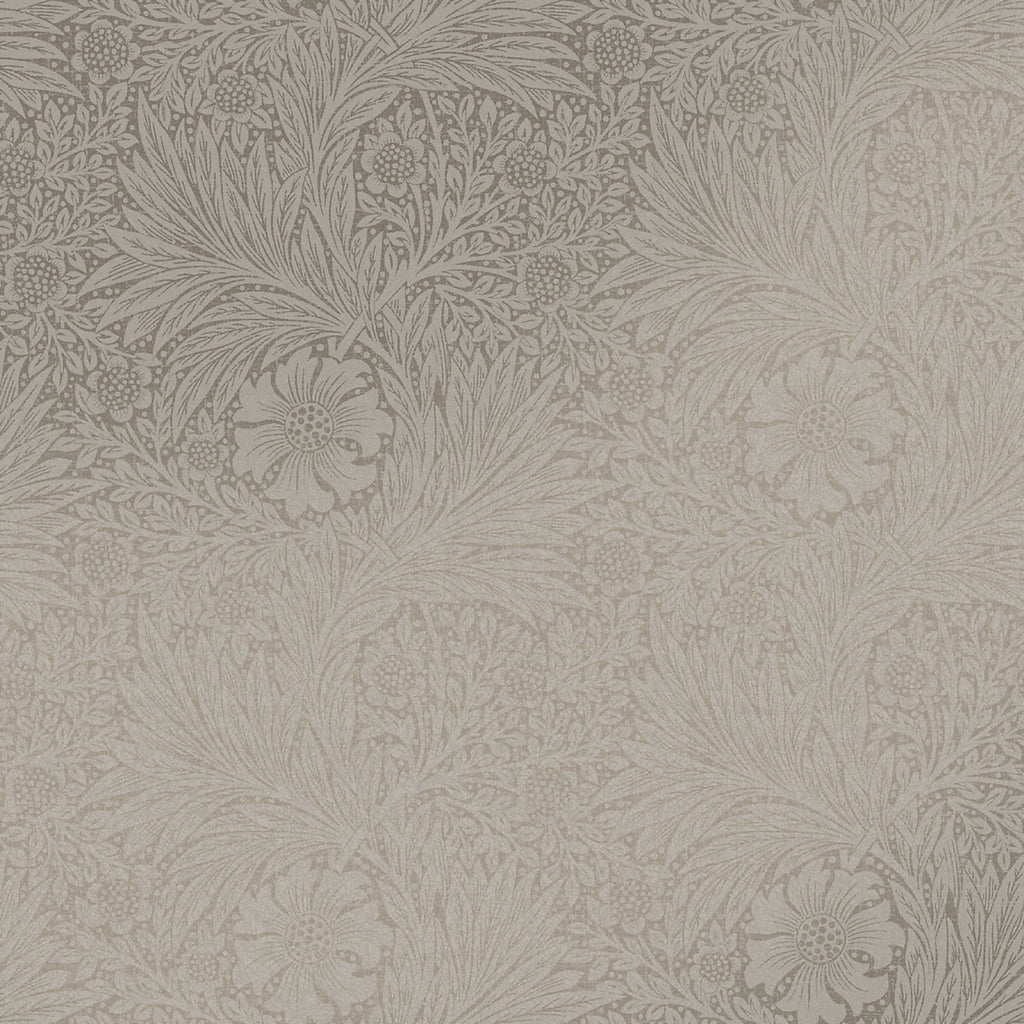 William Morris Gallery Collection Fibrous Neutral Marigold Metallic effect Smooth Wallpaper