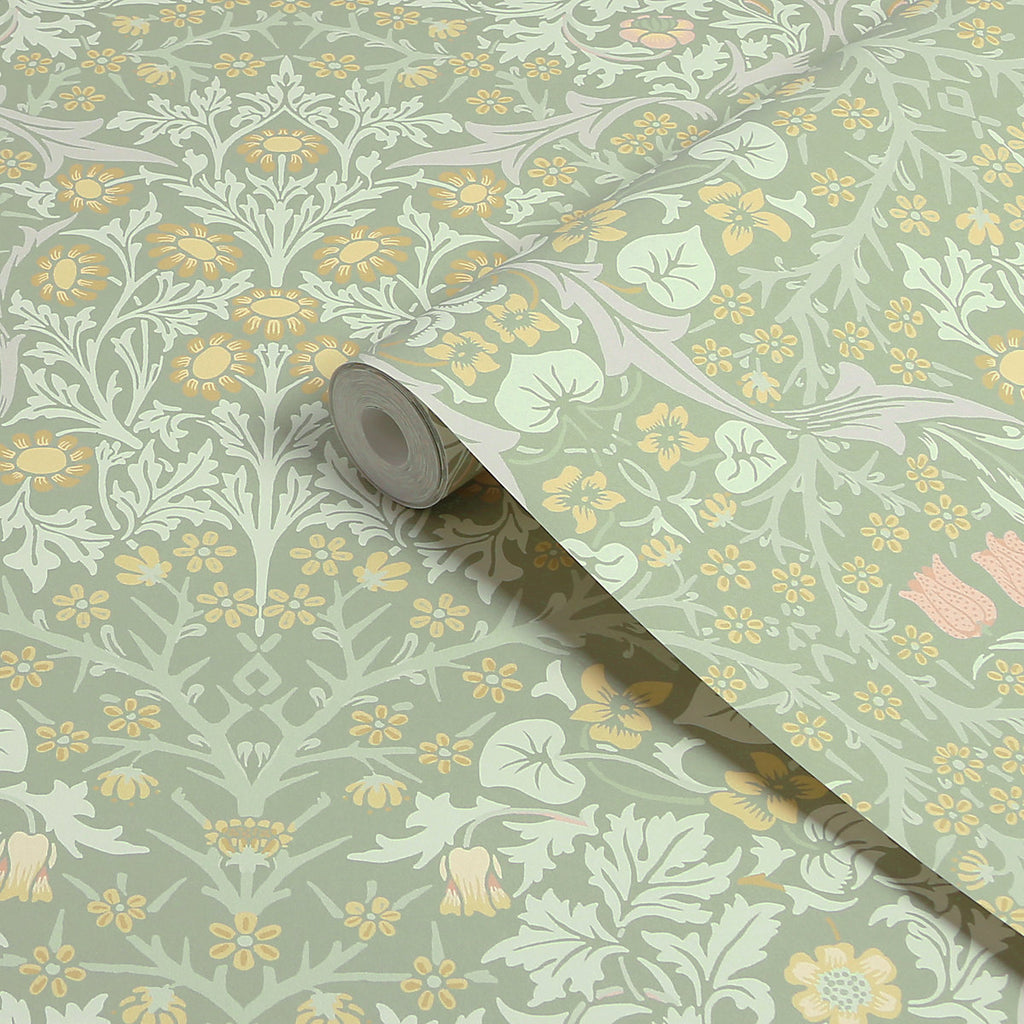 William Morris Gallery Collection Sage Blackthorn Smooth Wallpaper