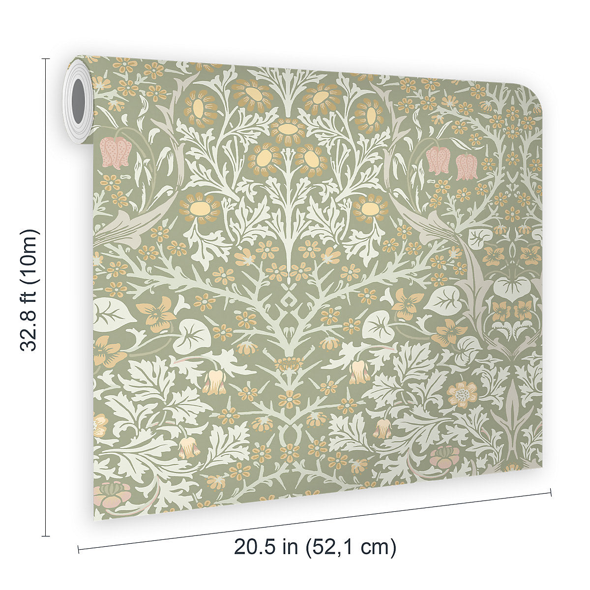 William Morris Gallery Collection Sage Blackthorn Smooth Wallpaper