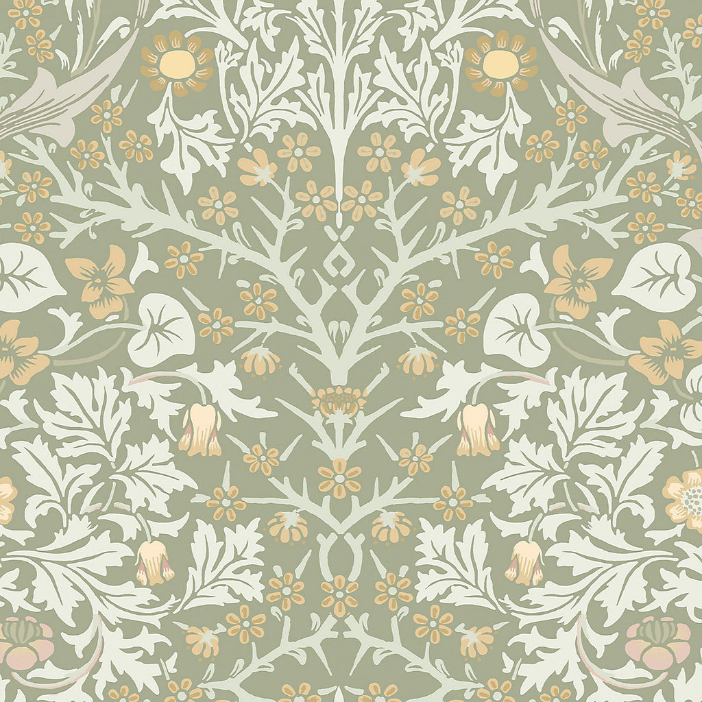 William Morris Gallery Collection Sage Blackthorn Smooth Wallpaper