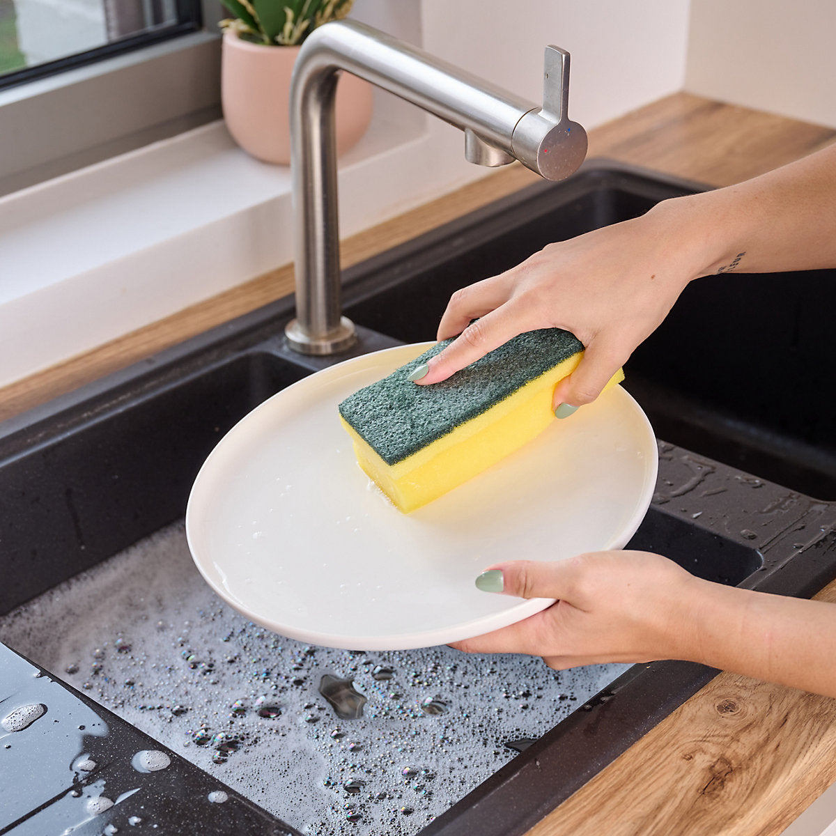 Yellow Synthetic sponge scourer, Pack of 3