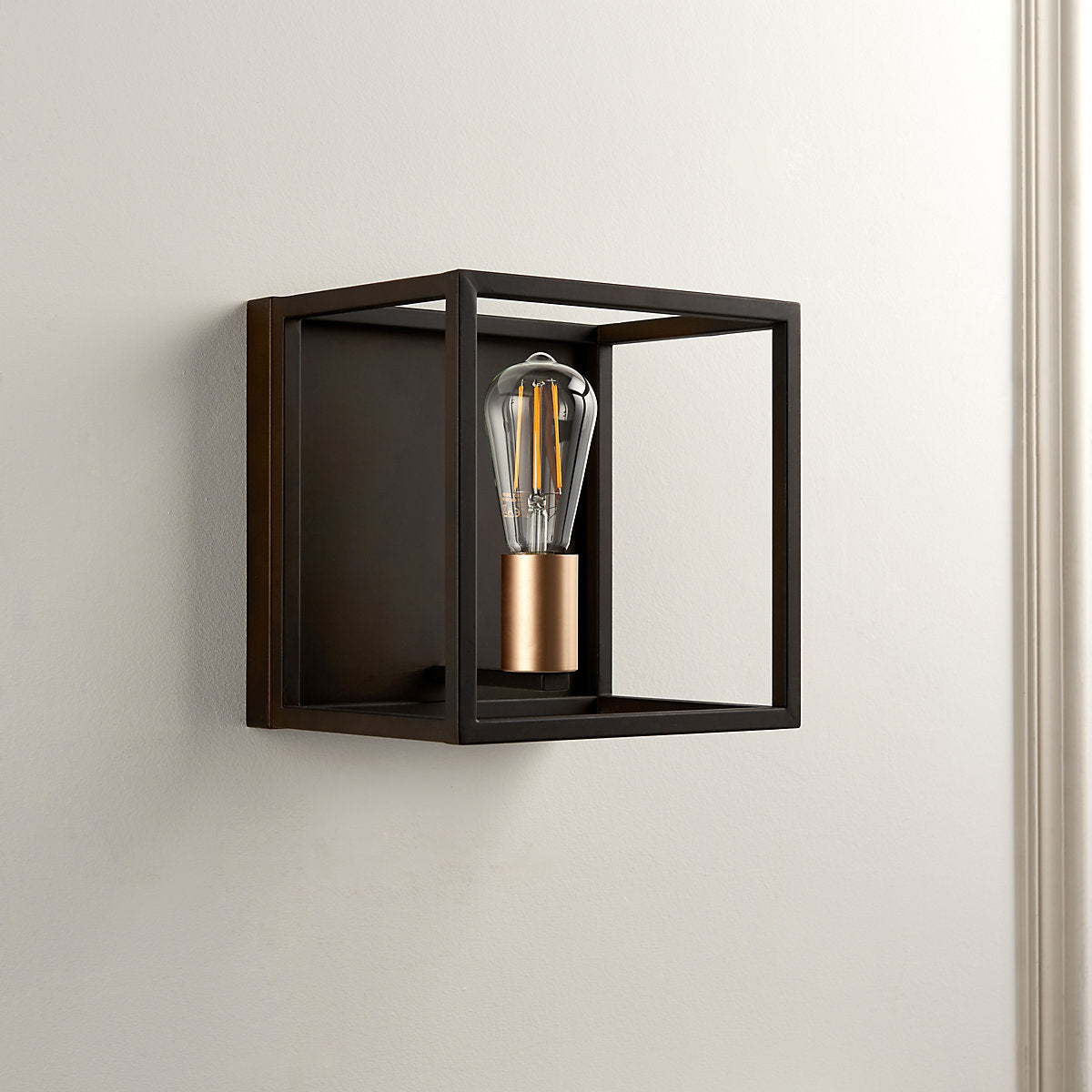 York Matt Bronze effect Wired Wall light