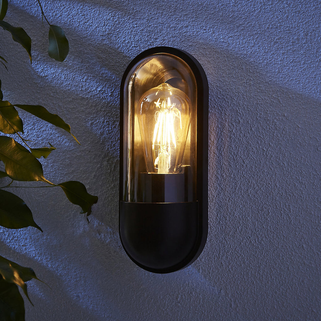 Zinc Kerry Fixed Matt Anthracite Mains-powered LED Outdoor Modern ON/OFF Wall light (Dia)10cm