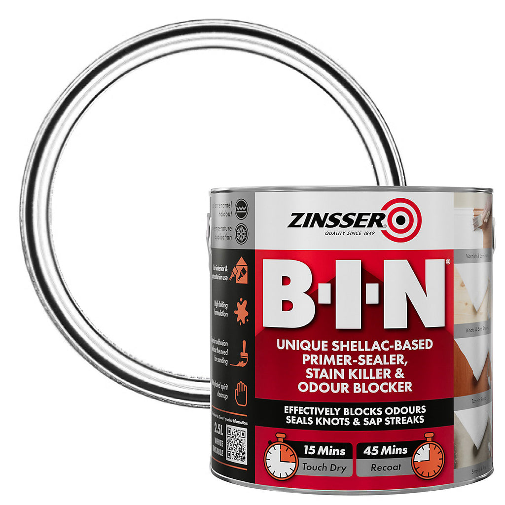 Zinsser B-I-N White Multi-surface Matt Primer, 2.5L